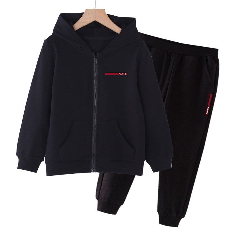 Mother & Kids Jacket Set Spring And Autumn New Style For Boys And Girls, Medium And Large Children's Hooded Top And Trousers Two Piece Set With_voghion.com