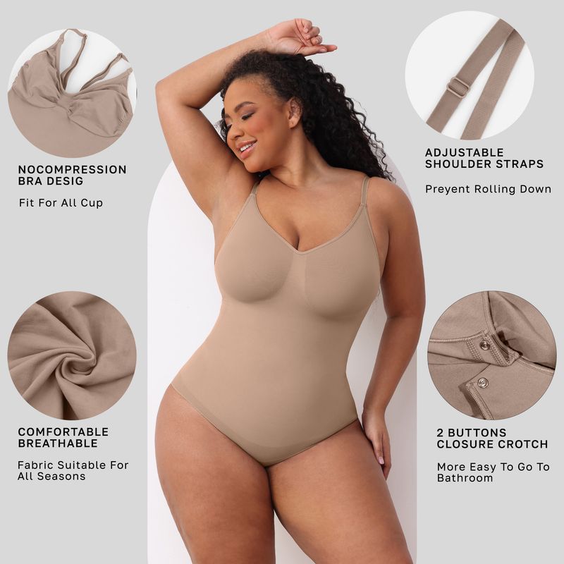 Seamless Shapewear Bodysuit For Women - Tummy Control Slimming Full Body Shaper With Adjustable Straps & High Waist Compression_voghion.com