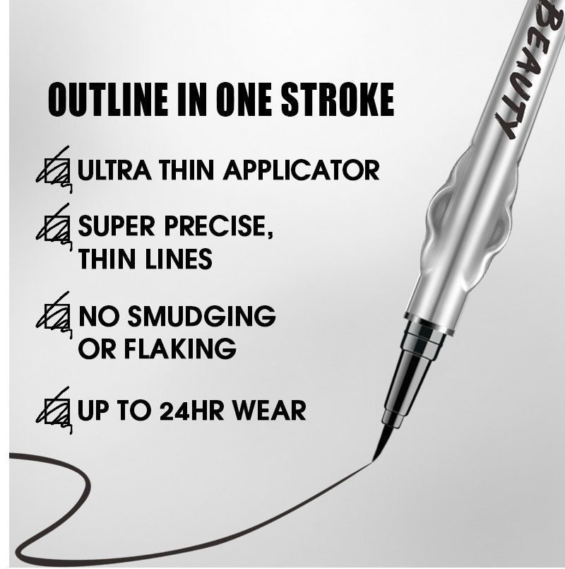 Ombretto e matita combinati, eyeliner liquido nero in penna per occhi, trucco naturale senza sbavature, asciugatura rapida, impermeabile e resistente al sudore._voghion.com