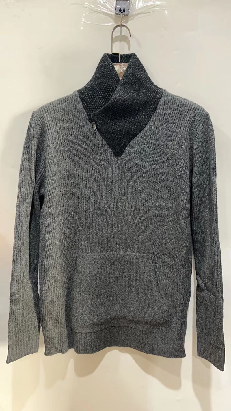 Roupas masculinas outono e inverno moda masculina suéter manga comprida gola alta bolso malha suéter masculino clot masculino_voghion.com