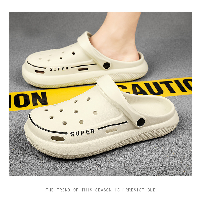 Men Summer Wear Garden Shoes Non-slip Bao Head Dual-purpose Sandals Soft Soles Step On Poo Feeling Beach Slippers Men_voghion.com