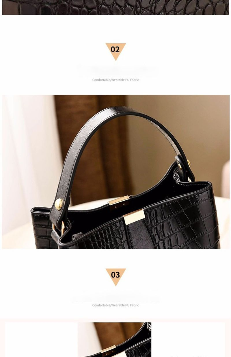 Borsa a tracolla monospalla da donna, con motivo a coccodrillo, alla moda, a secchiello_voghion.com