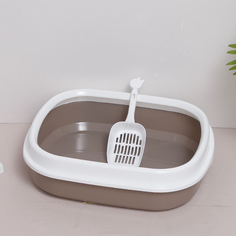 Grote halfgesloten kattenbak met anti-spatlaag in Scandinavische stijl, kattenbakschep, huisdierbenodigdheden_voghion.com