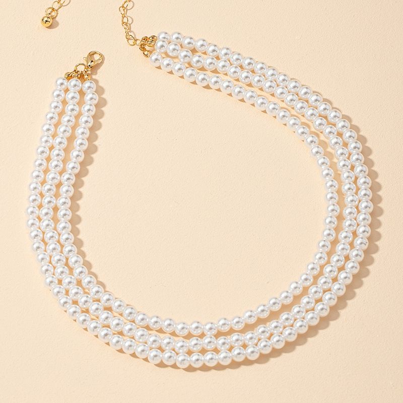 Populaire sieraden Drie nieuwe halskettingen Kleine parel Multi-layer ketting_voghion.com