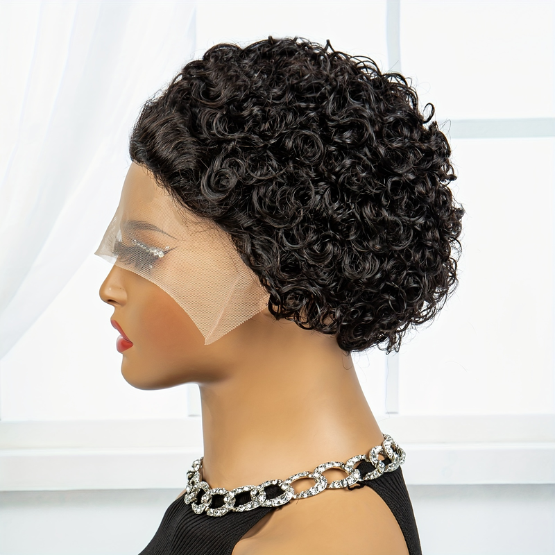 Short Curly Human Hair Wigs 150% Density 13*1 Lace Front Human Hair Wigs For Women 6-10 Inch_voghion.com