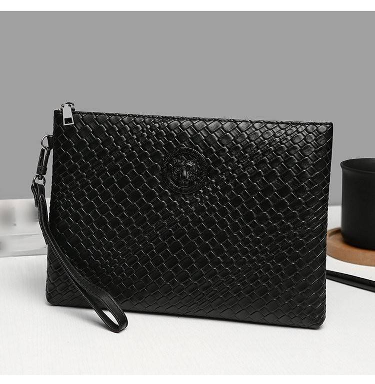 New business men's hand bag personality tiger head multi-layer mobile phone bag key bag_voghion.com