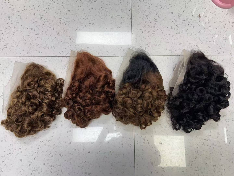 Parrucca di capelli umani capelli ricci corti naturali soffici commercio estero copricapo corto prima pizzo 13*4 parrucca di capelli umani BOB corta_voghion.com