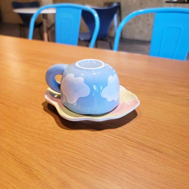 Creative Ceramic Hand-pinch Coffee Hand-painted Cup And Saucer Set_voghion.com
