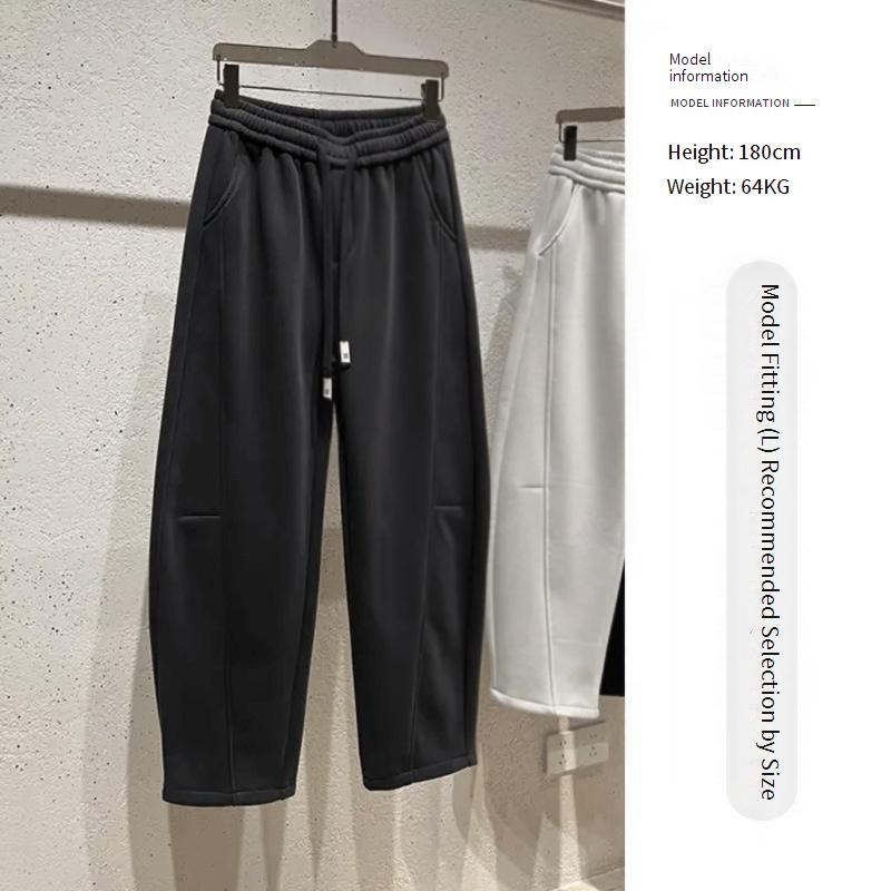 Men's Clothing Loose Casual Pants Men's Winter Plus Velvet Thickened Three Dimensional Cutting Sanded Couple Style Machete Casual Sweatpants_voghion.com