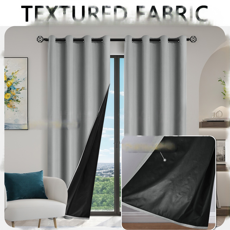 Cortinas térmicas blackout premium - 100% de bloqueio de luz com isolamento térmico (painéis de janela com proteção solar de cor sólida)_voghion.com