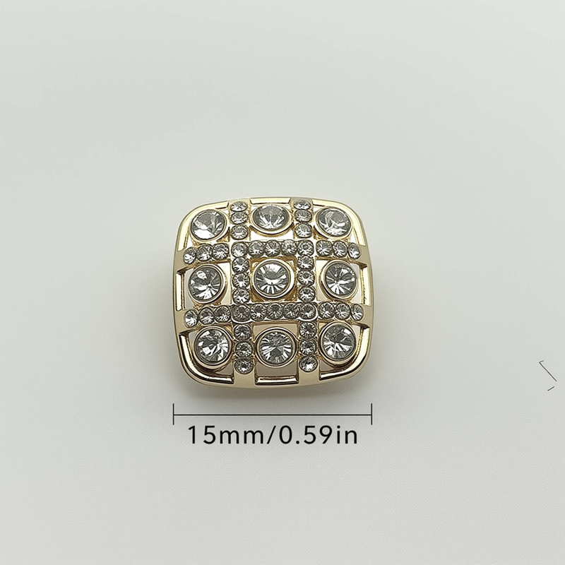 6-10pcsSmall Size Light Gold Button, Set With Diamonds, Suitable For Shirts, Coats, Trousers._voghion.com