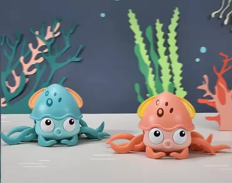 Sensor-Activated Escaping Octopus Electric Crawling Pet Toy With Singing & Obstacle Avoidance_voghion.com