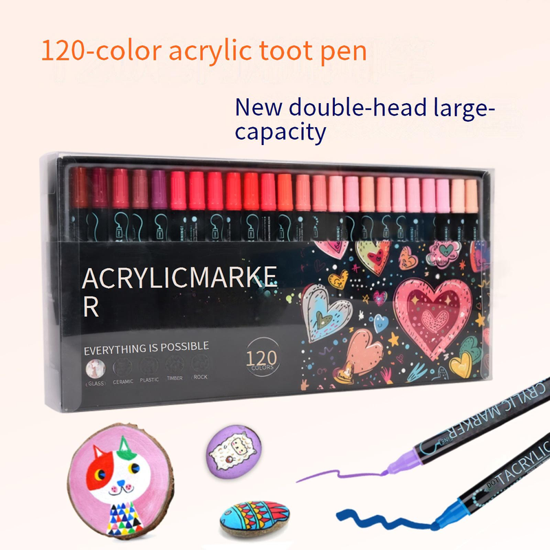 Dual-Tip Acrylic Markers For Kids - Vibrant Colors, Quick-Drying, Non-Toxic Art Supplies For Drawing, Sketching & DIY Crafts_voghion.com