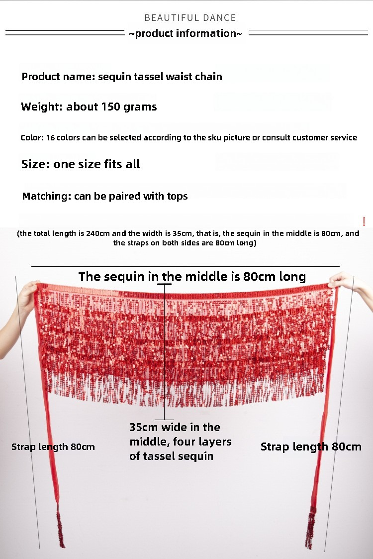 Chaîne de taille pour danse du ventre d'Halloween, serviette de hanche indienne, serviette de hanche à franges à paillettes bohème, costume de scène DS Performance_voghion.com