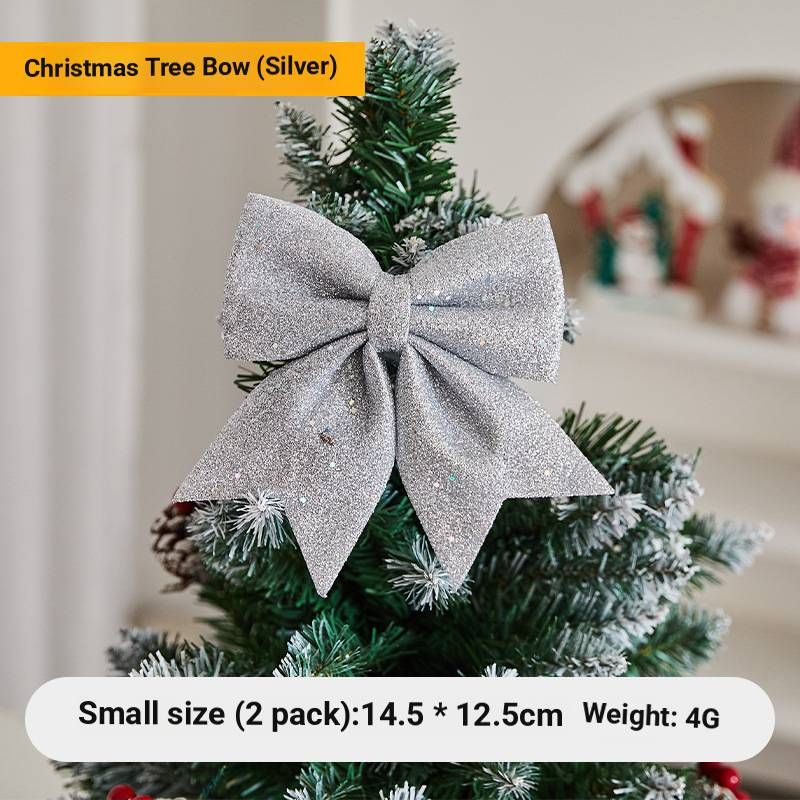 Elegant Christmas Bow Decorations – Premium Fabric Tree & Wall Hangings For Festive Home & Store Displays (White/Pink/Red/Gold/Silver/Champagne)_voghion.com