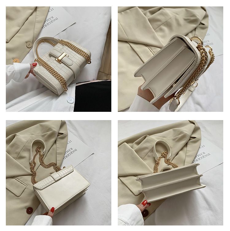 2024 Nei Trendy Ketten Diagonal Straddle Versatile Instagram Moud Damen Textur One Shoulder Kleng Quadratescht Sak_voghion.com