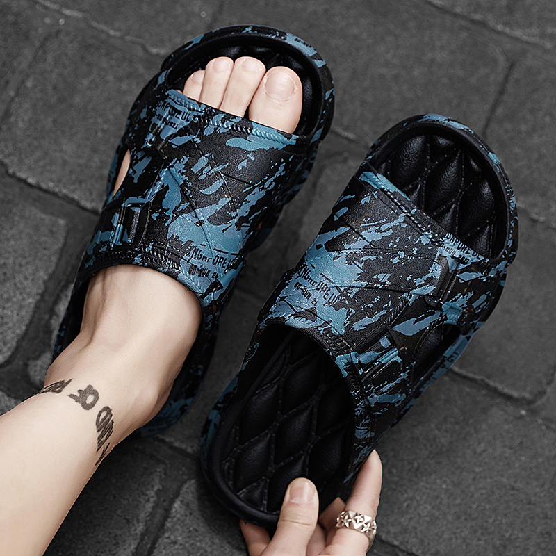 Men Slipper for Indoor Outdoor Sandals Open Toe Pillow Beach Slippers for Summer External Wear_voghion.com