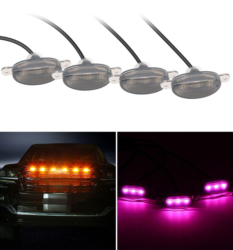 Vente chaude voiture RVB calandre petite lumière jaune LED décoration petite lumière jaune modifiée Bluetooth contrôle calandre feu de circulation diurne_voghion.com