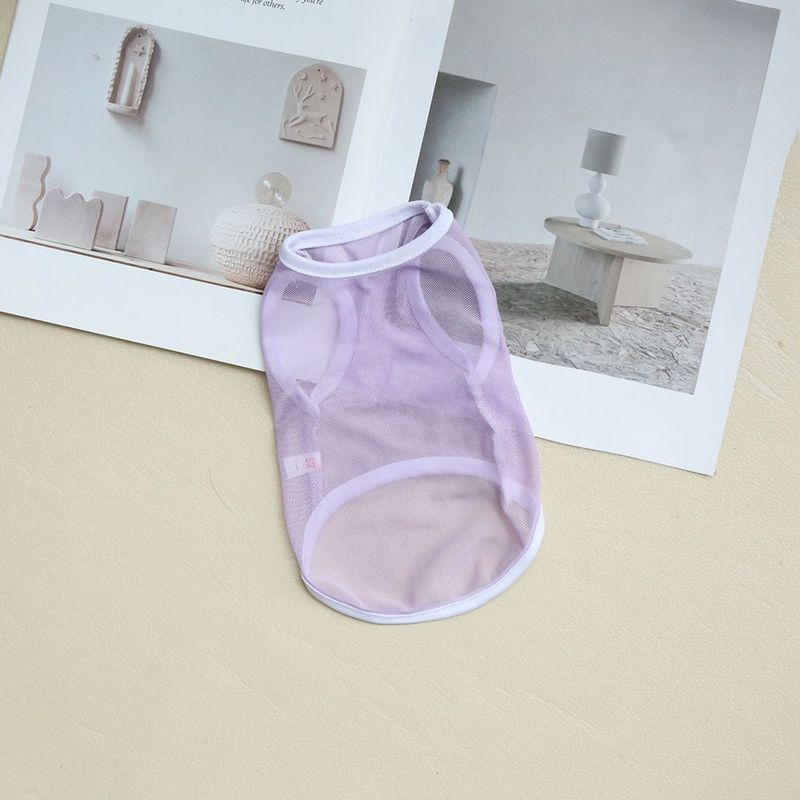 Colete para cachorro de verão, malha pequena, cor sólida, respirável, roupa simples_voghion.com
