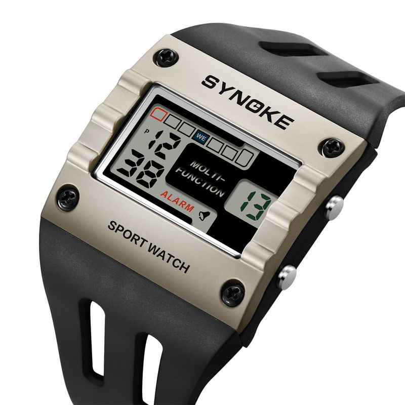 SYNOKE Trendy New Color Square Alloy Sport Elektronische Uhr Herrenmode Großbild Wasserdichte Armbanduhr_voghion.com