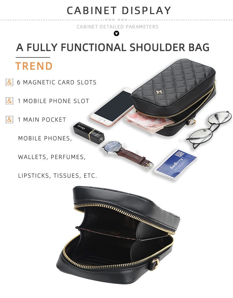 Baellerry Handytasche Damen kariert große Kapazität Kette Crossbody Damentasche modische vertikale Reißverschluss Geldbörse_voghion.com