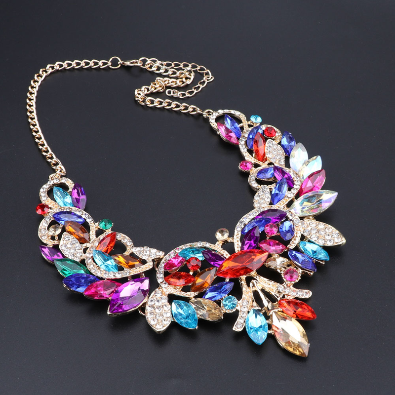 Moda Rhinestone Kryształ Choker Naszyjnik Dla Kobiet Oświadczenie Naszyjniki Kolczyk Wedding Party Biżuteria Ustawia_voghion.com