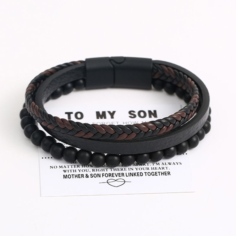 Hot Selling Natural Volcanic Stone Leather Multi-layer Simple Men's Trendy Woven Bracelet_voghion.com