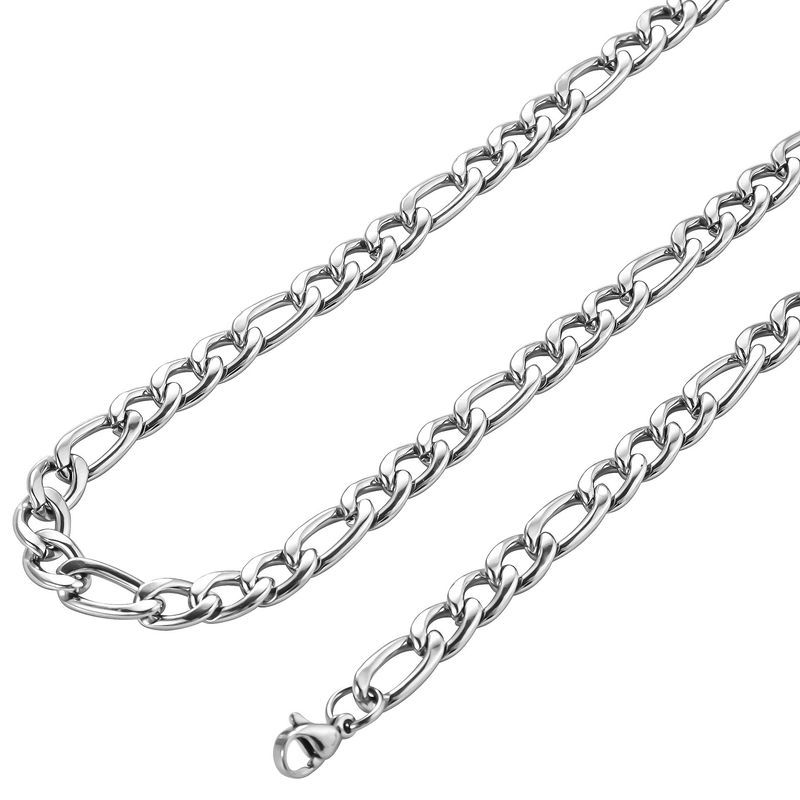 Collana con ciondolo 3:1NK in acciaio inossidabile, stile hip-hop, alla moda, con catena cubana, bracciale in acciaio al titanio resistente alla luce._voghion.com