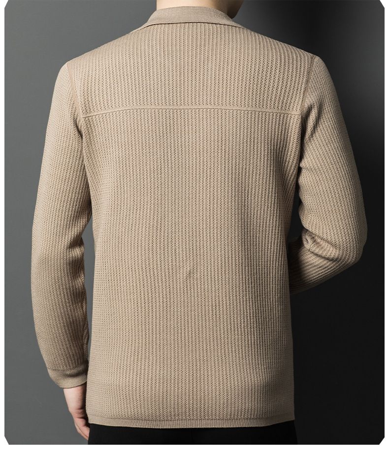 Chaqueta de punto tipo cárdigan juvenil para hombre, informal, de color sólido, primavera y otoño de 2025_voghion.com