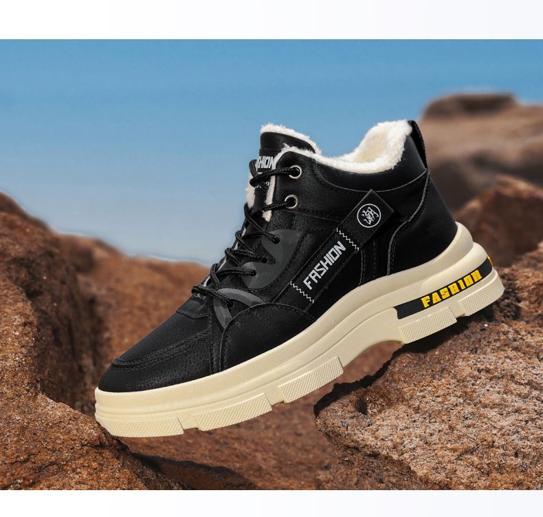 Herren-Winterstiefel mit dickem Fleecefutter, rutschfester Gummisohle, warm und langlebig für Outdoor-Wanderungen, tägliches Tragen, Schneestiefel, Outdoor-Baumwollschuhe_voghion.com