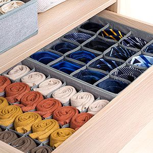 Organizadores de calcetines, divisores, cajones de tela plegables, cajas de almacenamiento para armario, para guardar calcetines y ropa interior._voghion.com