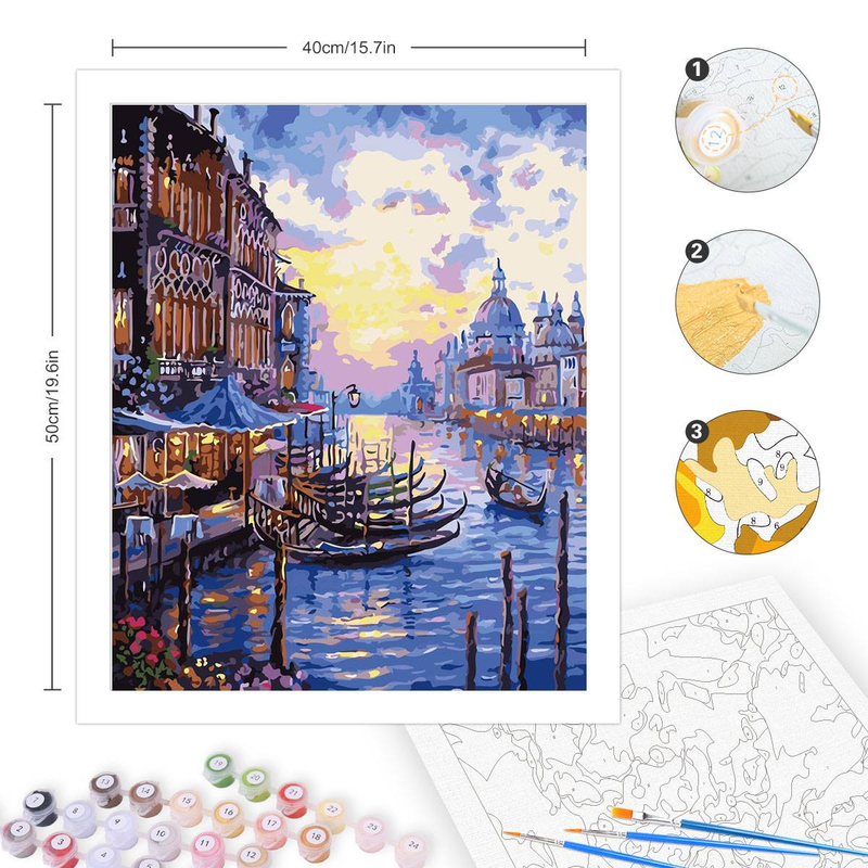 RUOPOTY Abstrakte Malen Nach Zahlen Handgemachte Leinwand Malerei Küsten Städte Farbe Für Malerei Wand Kunst_voghion.com