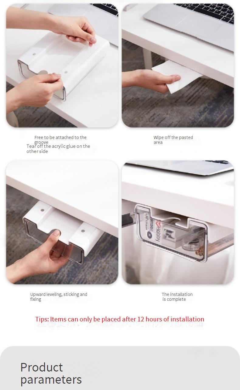 Heimwerker-Schublade unter dem Tisch, Aufbewahrung von Büromaterial und Kleinigkeiten, Schreibtisch, versteckte Aufbewahrungsbox, großes Artefakt zur Desktop-Organisation_voghion.com