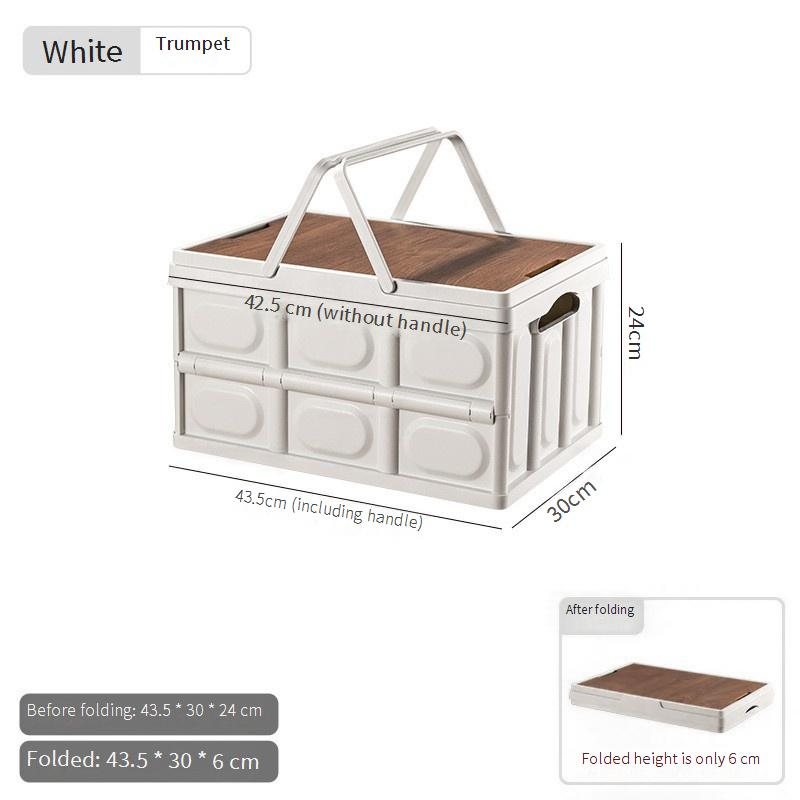 Aufbewahrungsbox für Outdoor-Camping mit Holzdeckel, faltbarer Organizer für Kofferraum, Picknick, Wanderausrüstung, tragbarer Mehrzweckbehälter mit Griffen_voghion.com