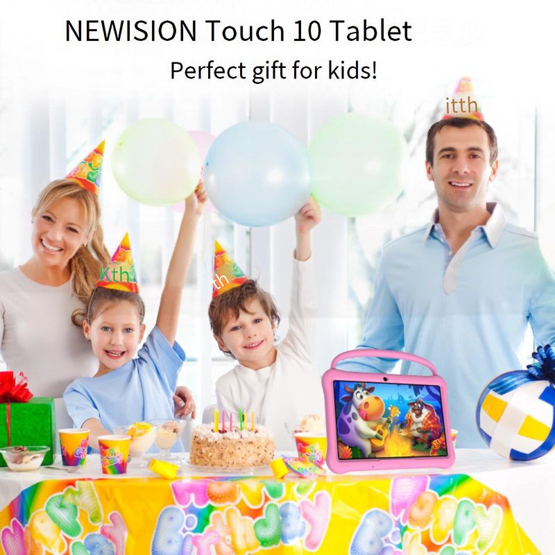 Tableta de aprendizaje para niños Pritom M10: tableta educativa Android de 10 pulgadas con WiFi y Bluetooth, soporte, 64 GB de almacenamiento, cámara dual, batería de 7 a 9 horas, color rosa/azul_voghion.com