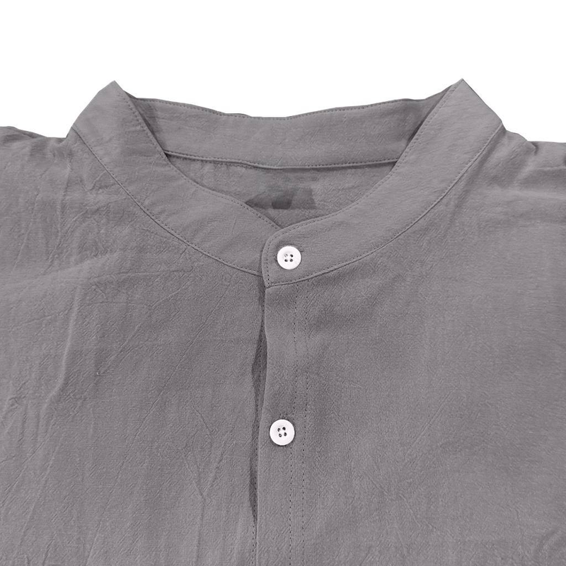 Camicia da uomo in lino di alta qualità - vestibilità comoda e traspirante, con bottoni, abbigliamento casual da lavoro per l'estate_voghion.com