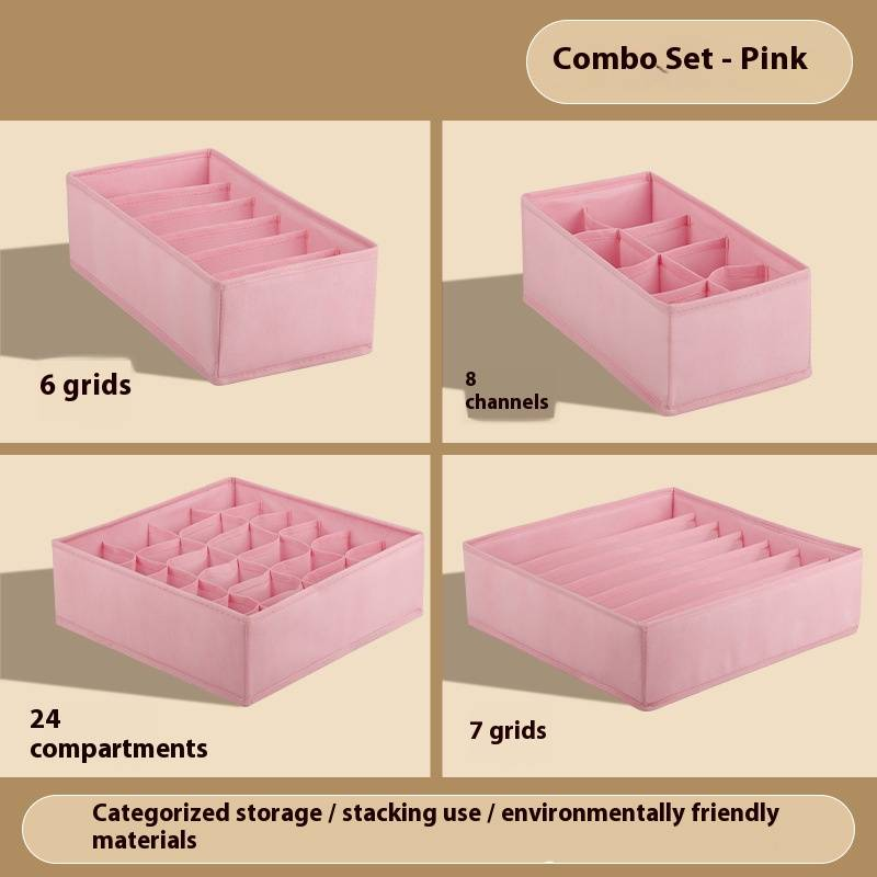 Foldable Fabric Underwear & Socks Organizer With Multiple Compartments, Drawer Storage Box For Closet, Bedroom, And Travel (Black, Gray, White)_voghion.com