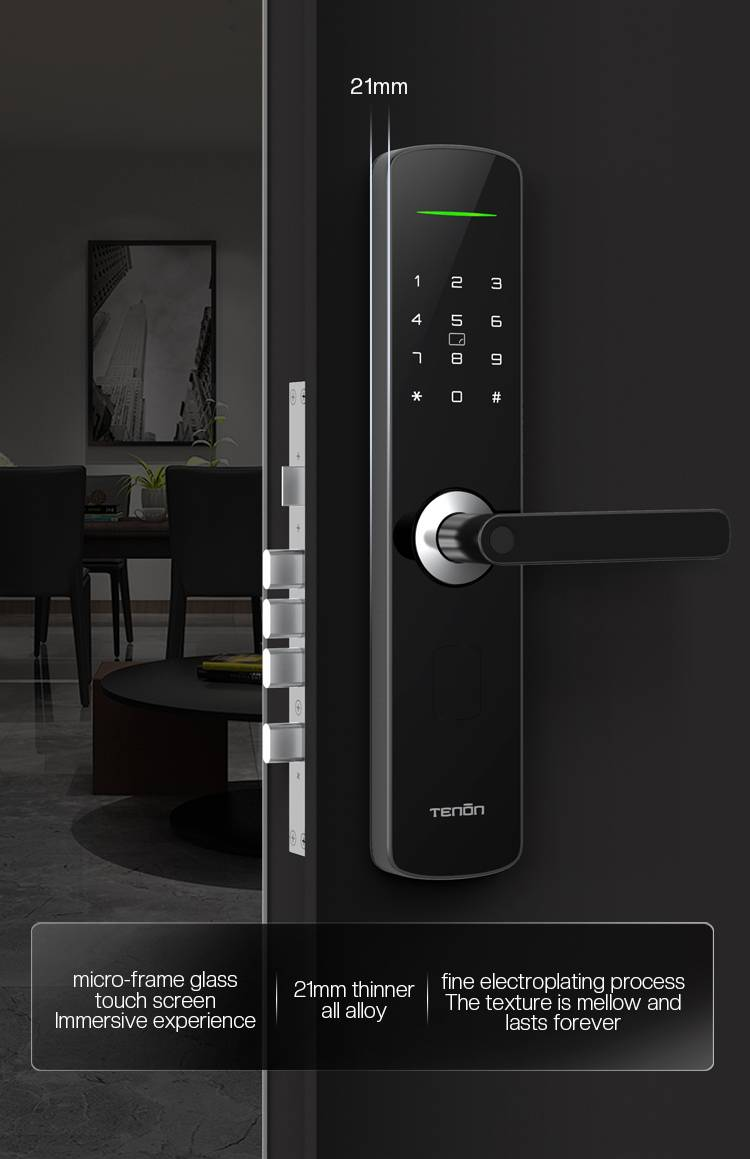 Fingerprint Digital Smart Lock With Lever Rim Pin Card Tenon E3_voghion.com
