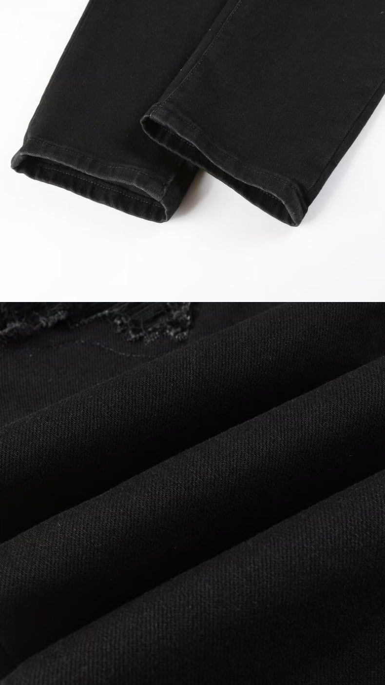 Men's Clothing Fashion Brand Washed Scratched Patches Paint Graffiti Stretch Slim Jeans_voghion.com