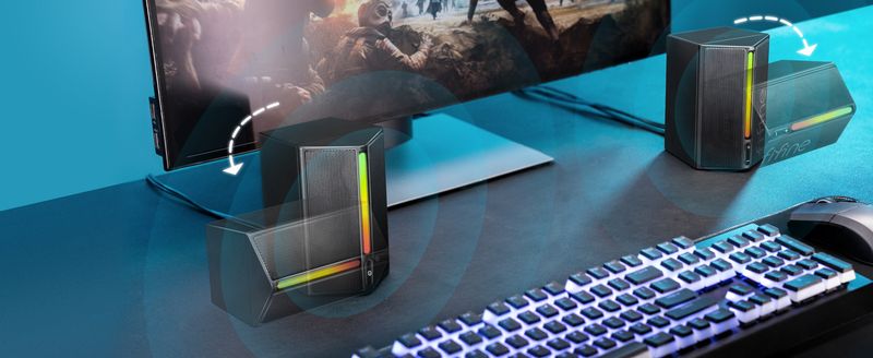 FIFINE Gaming Sound Box Stereo Surround Sound, USB RGB Speaker With Volume Control For PC, Laptop, PS4/5, TV - Ampligame A20_voghion.com