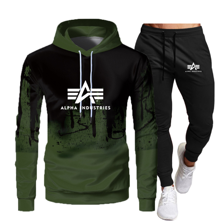 Neues Herbst- und Winter-Freizeit-Pullover mit Kapuze für Herren, zweiteiliges modisches Sport-Set_voghion.com
