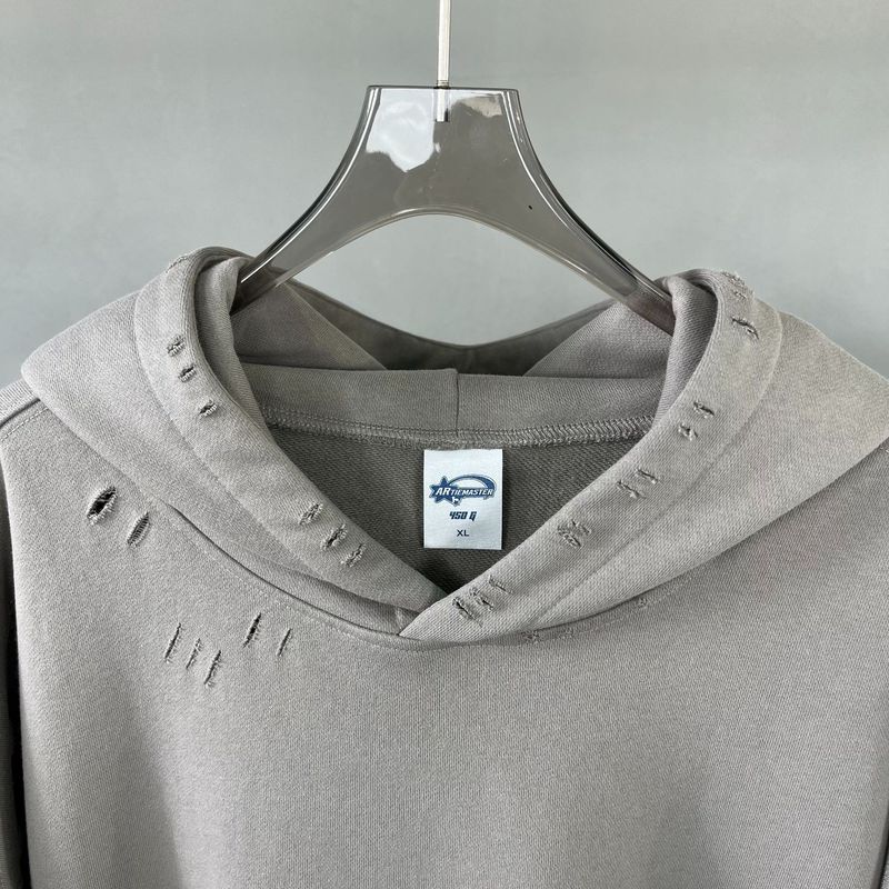 Industrieller Streetwear-Hoodie mit Reißverschlussärmeln | 450 g/m² schwerer, abgenutzter Pullover | Unisex Oversized Kapuzenpullover mit überschnittenen Schultern_voghion.com