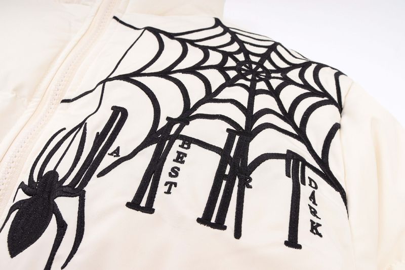 Miesten vaatteet High Street -hämähäkkikirjaimella kirjailtu puuvillatakki löysä rento lämmin toppatakki_voghion.com