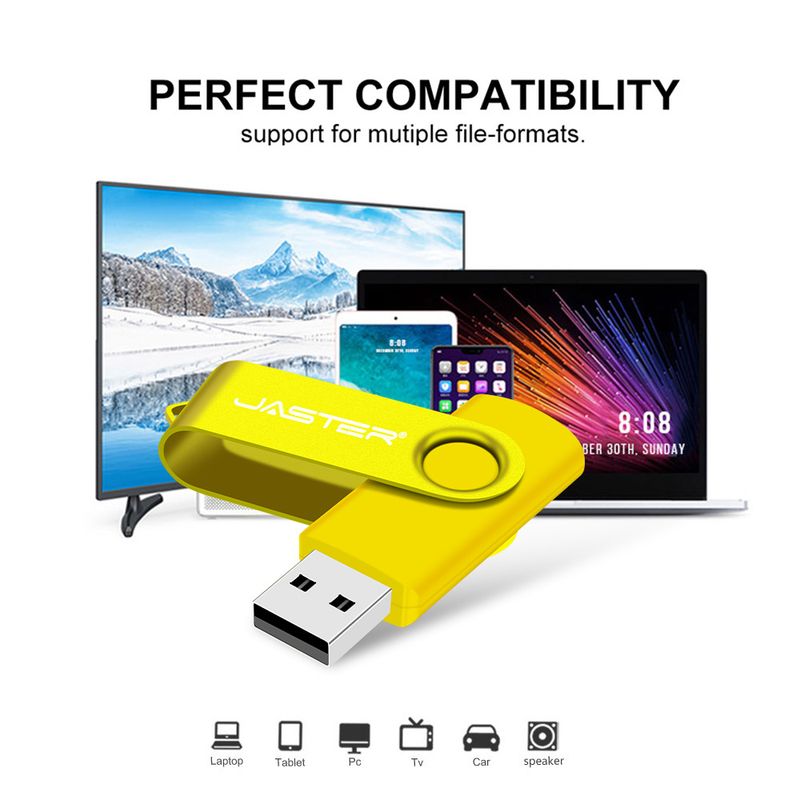 Tallennuslaitteet flash-asema laserkaiverrus USB-muistitikku luova muistolahja hopeinen pidike pyörivä vedenpitävä USB-muistitikku_voghion.com