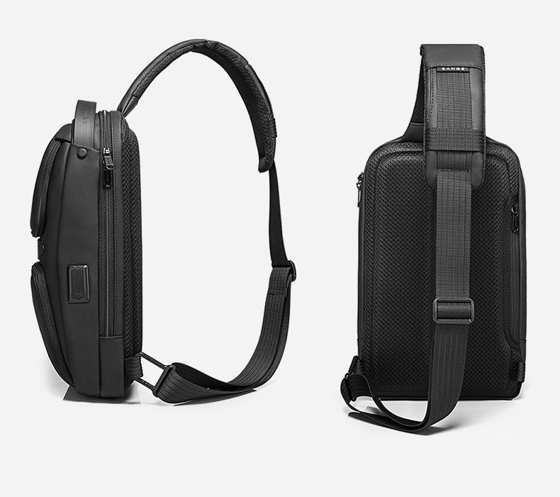 Herren Umhängetasche – Wasserdichte Business Sling Pack (Schwarz/Grau)_voghion.com