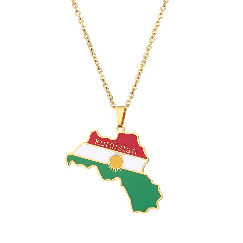 Kurdistan Map riipus kaulakoru öljypisarat vintage miesten ja naisten ruostumattomasta teräksestä riippuvat tarvikkeet_voghion.com