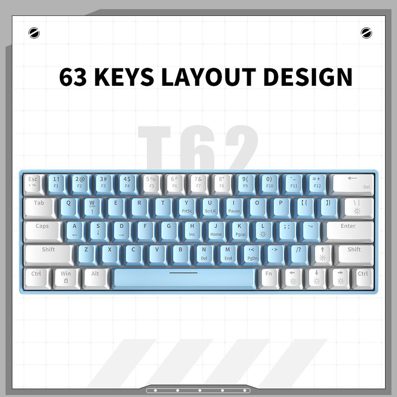 T62 Mixed Light Wired Mechanical Anpassbare Hot-Swap-fähige blaue rote Schalter Gaming E-Sports Kleine Tastatur_voghion.com
