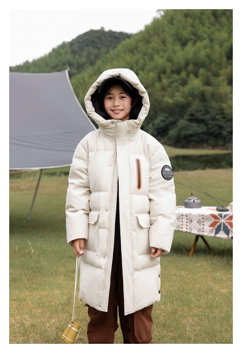 2025 New Children's Long Knee Length Down Cotton Jacket, Extremely Cold And Warm Mid Length Cotton Jacket For Middle And Large Children_voghion.com