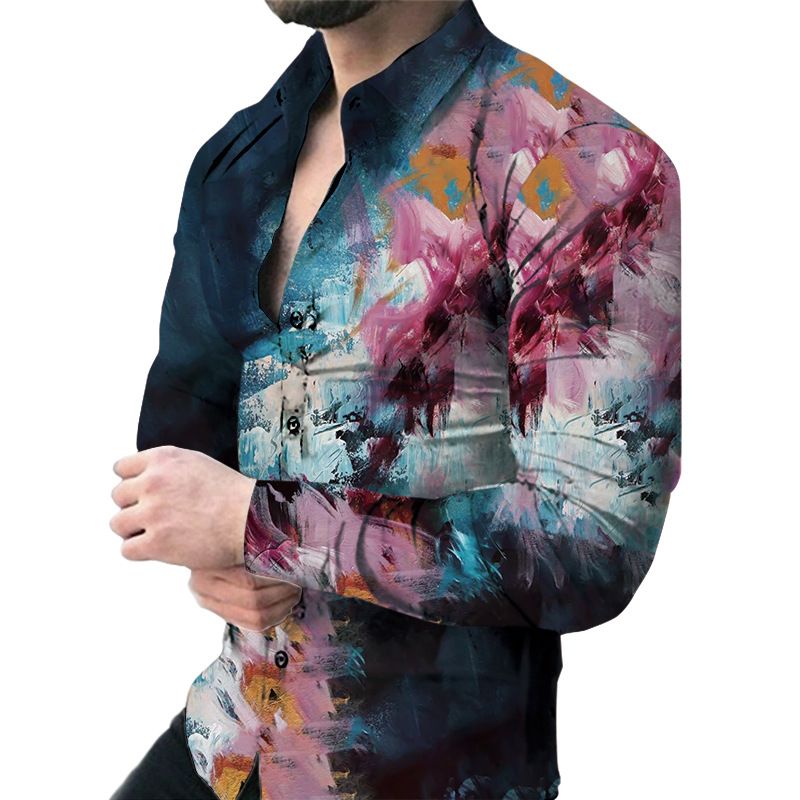 2024 New Digital Print Long Sleeve Casual Fashion Men's Shirt_voghion.com