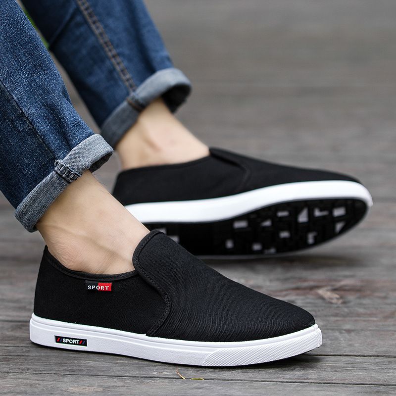 Scarpe da uomo in tela con un piede, comode, resistenti all'usura, alla moda, versatili, in tessuto della vecchia Pechino, versione coreana_voghion.com